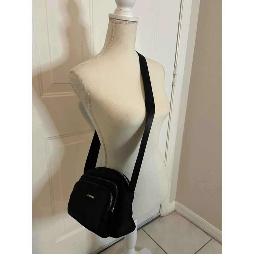 Joan & David Excursion Black Nylon Crossbody Bag Purse with Adjustable Strap
